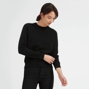 Everlane Cashmere Sweater Crop Crewneck Black